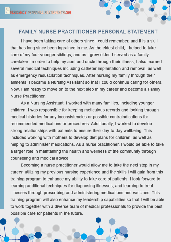 family nurse practitioner personal statement examples